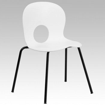 ADRIA SERIES DESIGNER WHITE PLASTIC STACK CHAIR WITH BLACK FRAME
