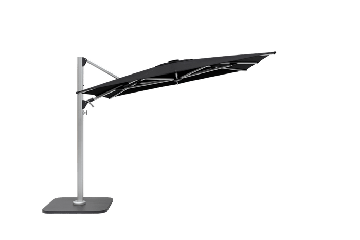 Patio Umbrella 10′ Sq Cantilever Alum Umbrella, 110mm Mast, 360° Rotating System, Single Vent Sunbrella Canvas Black Canopy (Base is not included)
