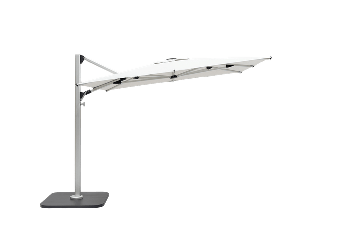 Patio Umbrella 10′ Sq Cantilever Alum Umbrella, 110mm Mast, 360° Rotating System, Single Vent Sunbrella Canvas Black Canopy (Base is not included) White