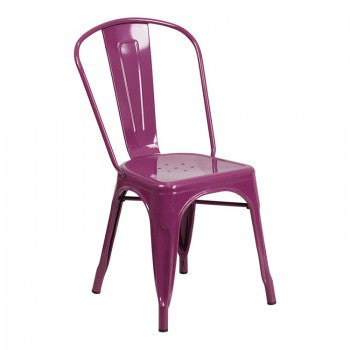 PURPLE METAL INDOOR-OUTDOOR STACKABLE CHAIR