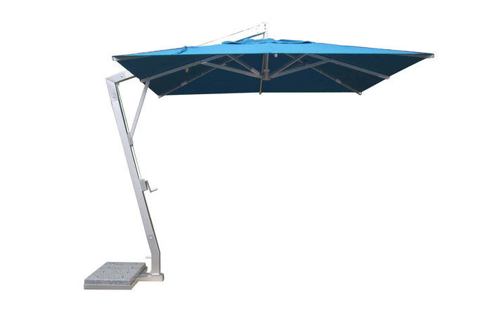 Patio Umbrella 10′ Sq Cantilever Alum Umbrella, 86mm Pole, Pulley, Single Vent w/Canopy Blue