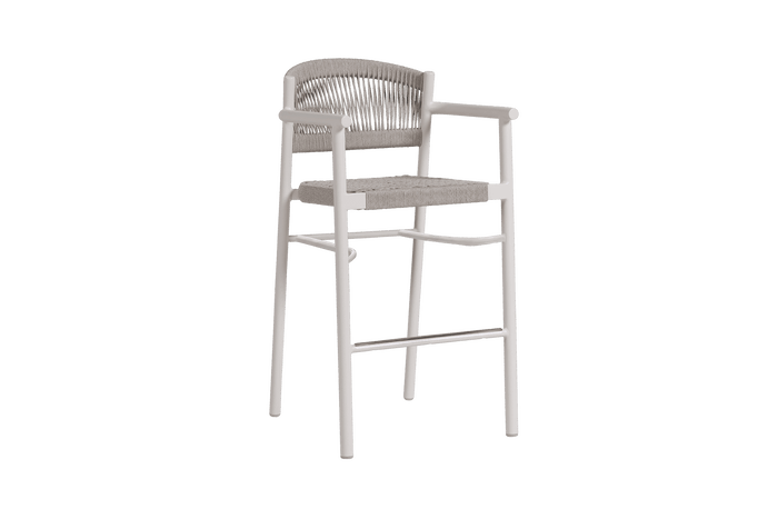 Naples Bar Chair w Arm (Stackable) White