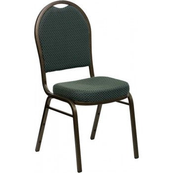 ADRIA Series Dome Back Stacking Banquet Chair with Green Patterned Fabric and 2.5'' Thick Seat - Gold Vein Frame [FD-C03-GOLDVEIN-4003-GG]