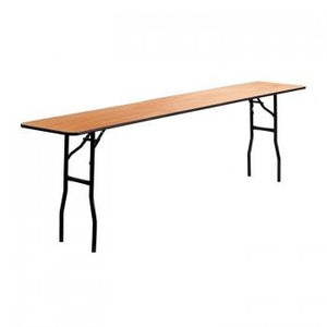 18'' X 96'' RECTANGULAR WOOD FOLDING TRAINING / SEMINAR TABLE WITH SMOOTH CLEAR COATED FINISHED TOP [YT-WTFT18X96-TBL-GG]