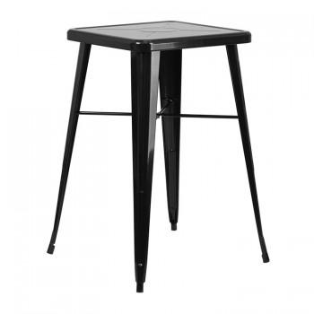 23.75'' SQUARE BLACK METAL INDOOR-OUTDOOR BAR HEIGHT TABLE