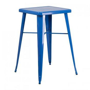 23.75'' SQUARE BLUE METAL INDOOR-OUTDOOR BAR HEIGHT TABLE