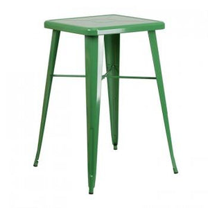23.75'' SQUARE GREEN METAL INDOOR-OUTDOOR BAR HEIGHT TABLE