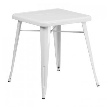 23.75'' SQUARE WHITE METAL INDOOR-OUTDOOR TABLE