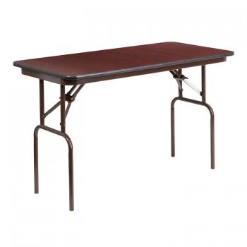 24'' X 48'' RECTANGULAR HIGH PRESSURE MAHOGANY LAMINATE FOLDING BANQUET TABLE [YT-2448-HIGH-WAL-GG]