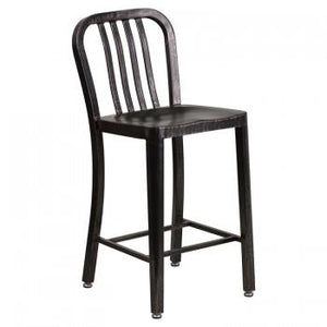 NAVY CURVE - 24" BLACK-ANTIQUE METAL BAR STOOL