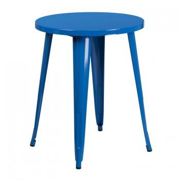 24'' ROUND BLUE METAL INDOOR-OUTDOOR TABLE