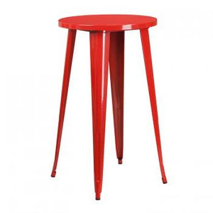24'' ROUND RED METAL INDOOR-OUTDOOR BAR HEIGHT TABLE