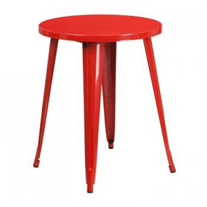 24'' ROUND RED METAL INDOOR-OUTDOOR TABLE
