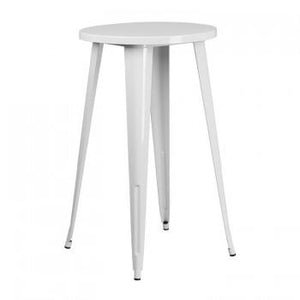 24'' ROUND WHITE METAL INDOOR-OUTDOOR BAR HEIGHT TABLE