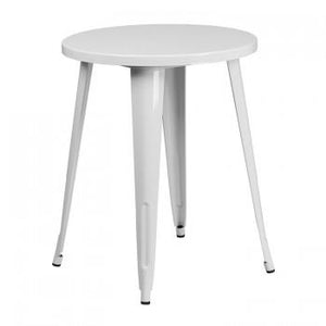 24'' ROUND WHITE METAL INDOOR-OUTDOOR TABLE