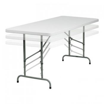 30''W X 72''L HEIGHT ADJUSTABLE GRANITE WHITE PLASTIC FOLDING TABLE [RB-3072ADJ-GG]