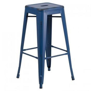 PHOENIX - 24'' & 30" High Backless Distressed Antique Blue Metal Indoor Counter Height Stool