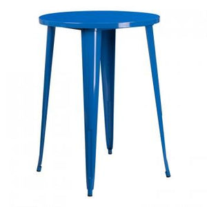 30'' ROUND BLUE METAL INDOOR-OUTDOOR BAR HEIGHT TABLE