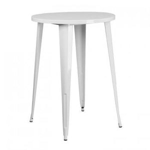 30'' ROUND WHITE METAL INDOOR-OUTDOOR BAR HEIGHT TABLE