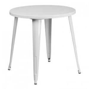 30'' ROUND WHITE METAL INDOOR-OUTDOOR TABLE