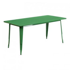 31.5'' X 63'' RECTANGULAR GREEN METAL INDOOR-OUTDOOR TABLE