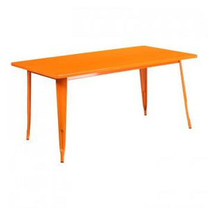 31.5'' X 63'' RECTANGULAR ORANGE METAL INDOOR-OUTDOOR TABLE