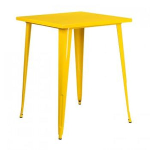 31.5'' SQUARE BAR HEIGHT YELLOW METAL INDOOR-OUTDOOR TABLE