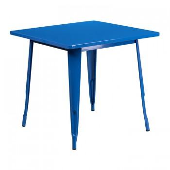31.5'' SQUARE BLUE METAL INDOOR-OUTDOOR TABLE