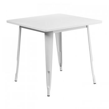 31.5'' SQUARE WHITE METAL INDOOR-OUTDOOR TABLE