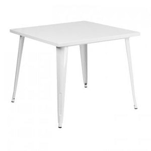 35.5'' SQUARE WHITE METAL INDOOR-OUTDOOR TABLE