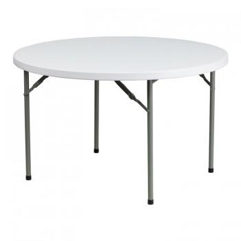 48'' ROUND GRANITE WHITE PLASTIC FOLDING TABLE [DAD-YCZ-122R-GG]