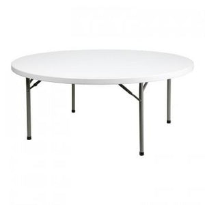 72'' ROUND GRANITE WHITE PLASTIC FOLDING TABLE [DAD-YCZ-180R-GW-GG]
