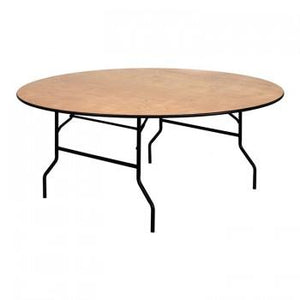 72'' ROUND WOOD FOLDING BANQUET TABLE WITH CLEAR COATED FINISHED TOP [YT-WRFT72-TBL-GG]