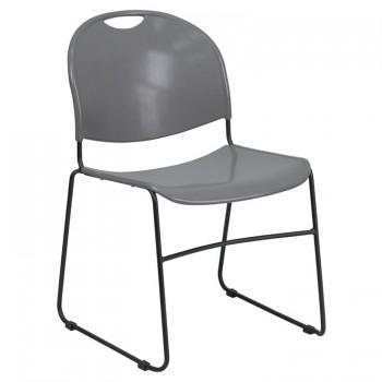 ADRIA SERIES GRAY ULTRA COMPACT STACK CHAIR WITH BLACK FRAME