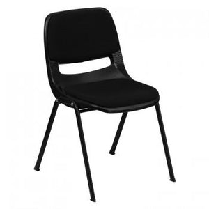 ADRIA SERIES BLACK ERGONOMIC SHELL STACK CHAIR WITH PADDED SEAT AND BACK
