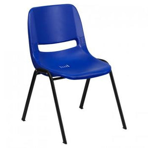 ADRIA SERIES NAVY ERGONOMIC SHELL STACK CHAIR WITH BLACK FRAME AND 14'' SEAT HEIGHT