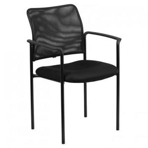 ADRIA SERIES COMFORT BLACK MESH STACKABLE STEEL SIDE CHAIR WITH ARMS