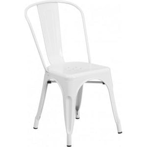 PHOENIX - WHITE METAL CHAIR / WOOD SEAT OPTION