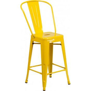 PHOENIX - 24" HIGH YELLOW METAL STOOL / WOOD SEAT OPTION