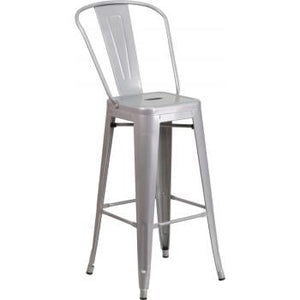 PHOENIX - 30" HIGH SILVER METAL STOOL / WOOD SEAT OPTION