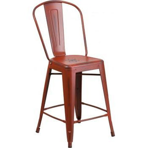 PHOENIX - 24'' & 30" High Distressed Kelly Red Metal Indoor Counter Height Stool