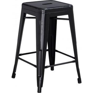 PHOENIX - 24'' High Backless Distressed Black Metal Indoor Counter Height Stool
