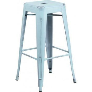 PHOENIX - 24'' & 30" High Backless Distressed Dream Blue Metal Indoor Counter Height Stool