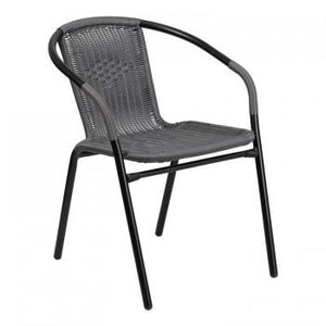 GRAY RATTAN INDOOR-OUTDOOR RESTAURANT STACK CHAIR [TLH-037-GY-GG]