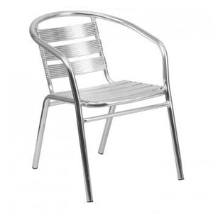 HEAVY DUTY ALUMINUM COMMERCIAL INDOOR-OUTDOOR RESTAURANT STACK CHAIR WITH TRIPLE SLAT BACK [TLH-1-GG]