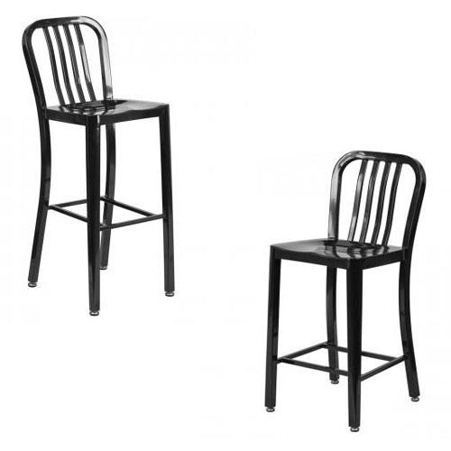 NAVY CURVE - 24'' & 30" Black Metal Bar Stool