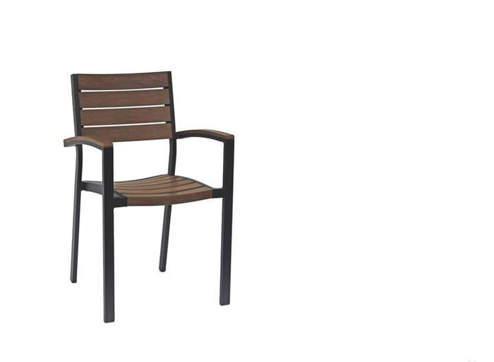 New Mirage Stacking Arm Chair w/Durawood - Aluminum
