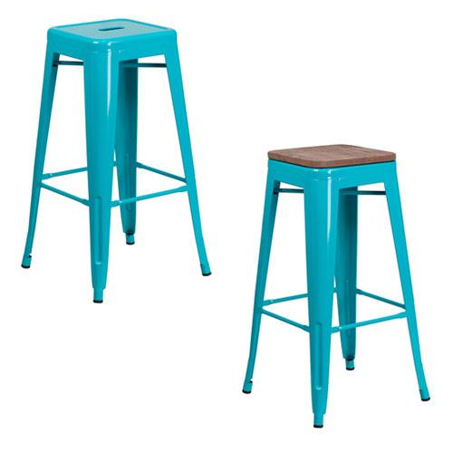 Teal metal bar best sale stools with backs