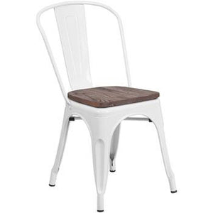 PHOENIX - WHITE METAL CHAIR / WOOD SEAT OPTION