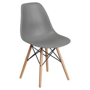 SUMATRA SERIES GRAY PLASTIC CHAIR WITH WOOD BASE